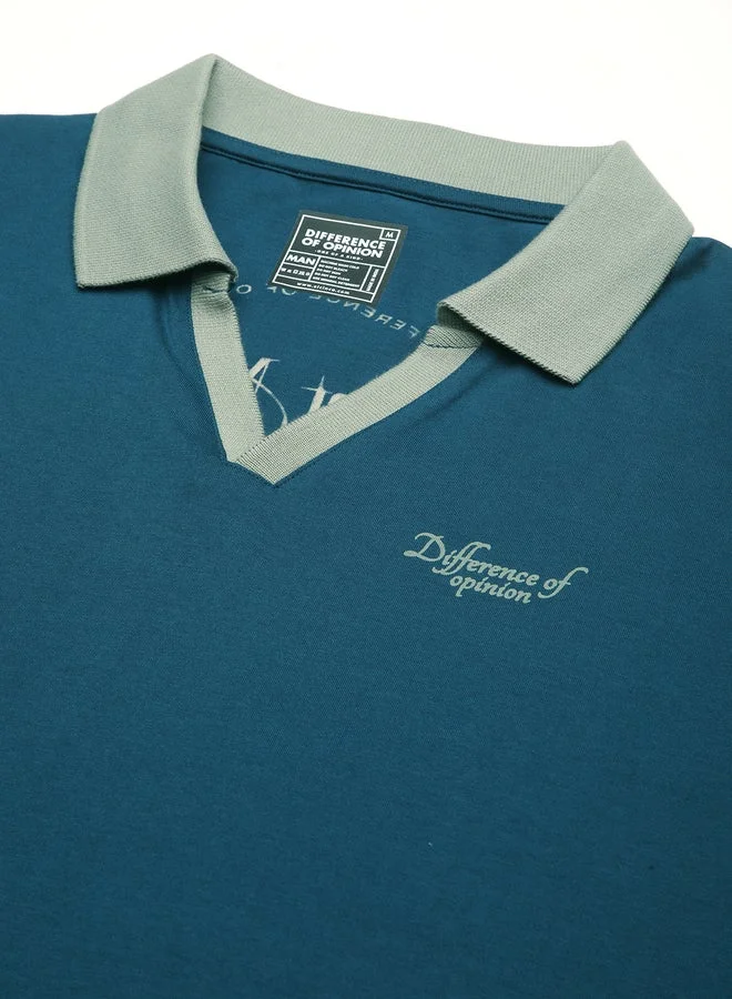 ديفيرينس أوف أوبينيون تيشيرت بولو مطبع بقصة مريحة للرجال